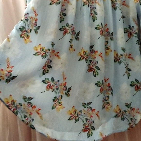 Anthropologie Maeve Boswell Balloon Sleeve V neck Floral Tunic blouse Size 14 - Picture 6 of 9
